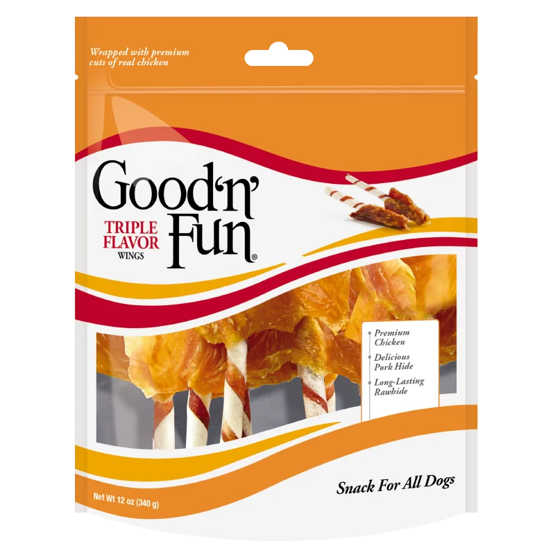 Good N Fun Triple Flavor Wings Dog Treat 12oz