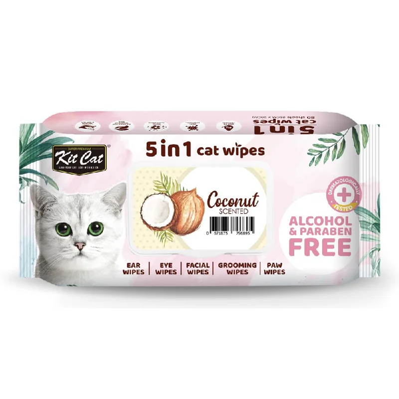 4 FOR $15: Kit Cat 5-in-1 Coconut Scented Cat Wipes 80pcs