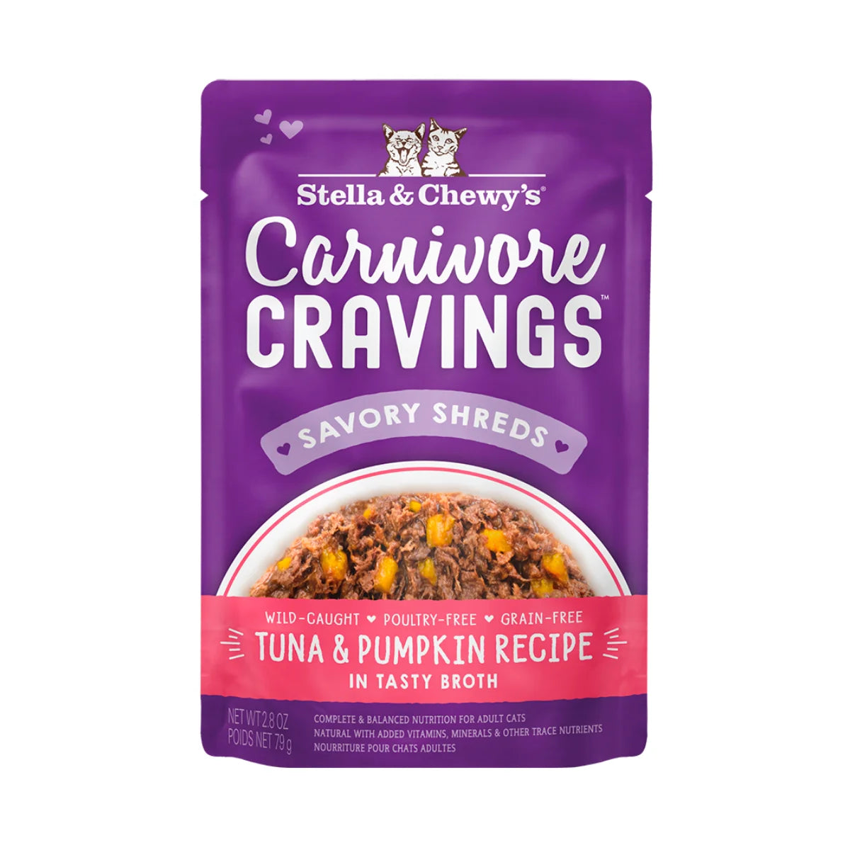 Stella & Chewy's - Carnivore Cravings Pouch For Adult Cats in Savory Gravy (Morsels 'N' Gravy) - Tuna & Pumpkin Recipe 2.8oz